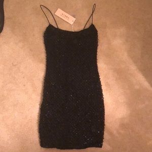 Oh Polly glint embellished mini black dress